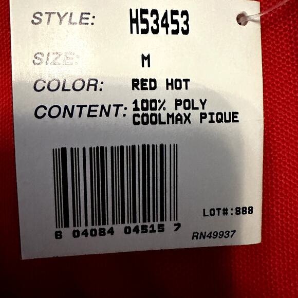 Tail Tech Golf Coolmax Pique Polo Dress Athletic Collared Red Hot Black M NWT - Picture 4 of 5